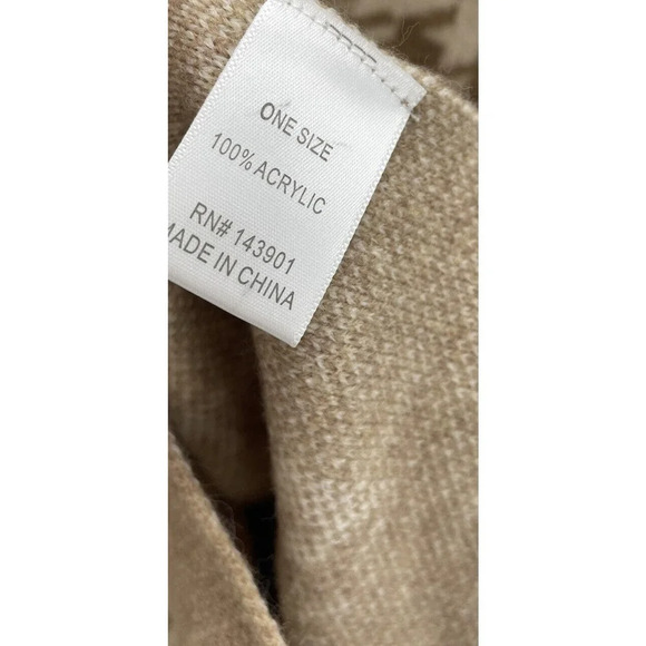 Coco + Carmen Brina Hooded Drawstring Pullover Knit Poncho Carmel Cream One Size - Picture 16 of 16